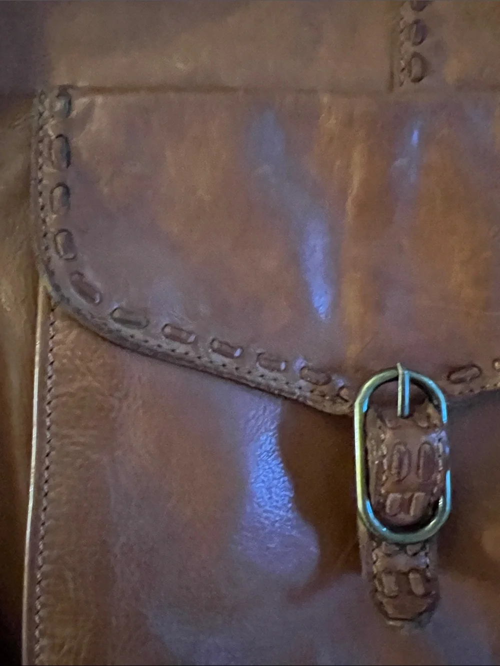 Genuine Leather Women's Hobo Bag in Cognac Brown